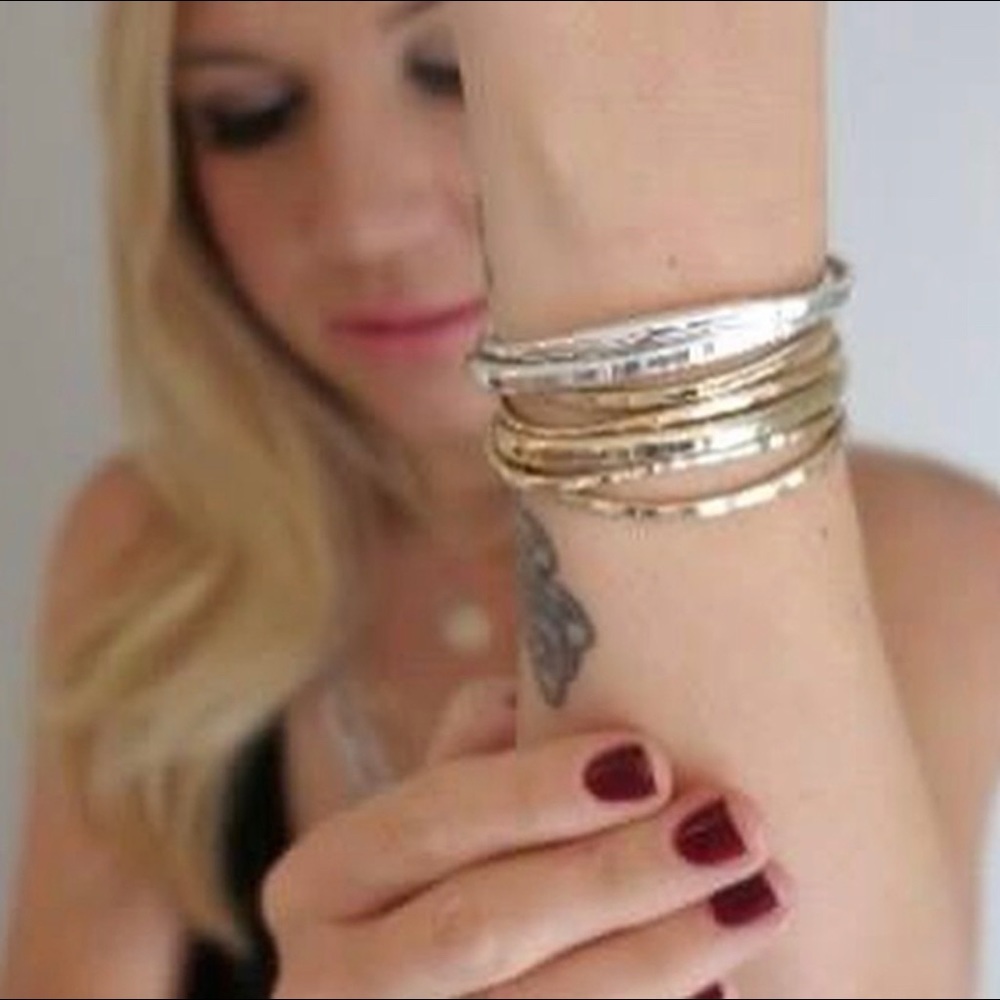 The Currentcustom Hammered Cuff Bracelet Set